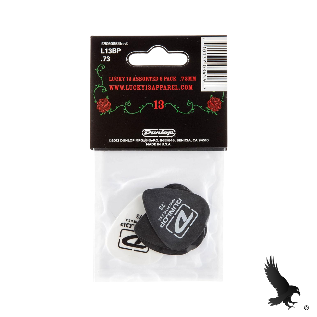 Plumillas de Guitarra Tortex Lucky 13 de 1.0 mm (Paquete de 6) - Dunlop L13BP60
