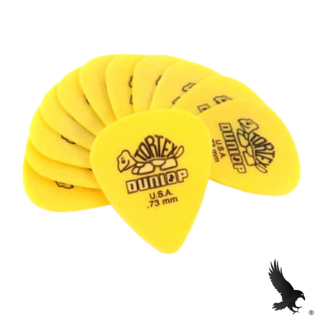 Plumillas de Guitarra Tortex Amarillas de 0.73mm (Paquete de 12) - Dunlop 418P73 Tortex Standard