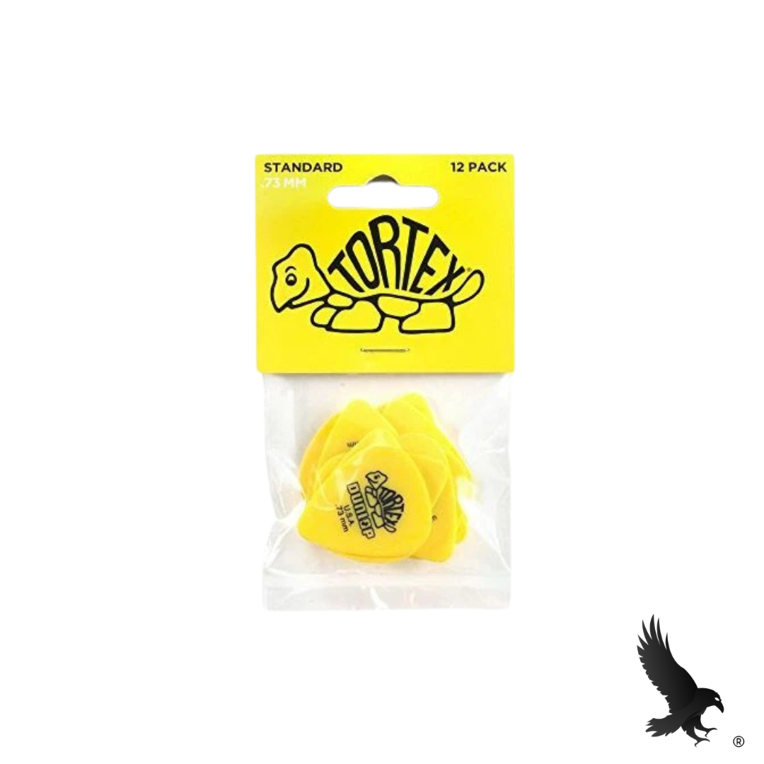 Plumillas de Guitarra Tortex Amarillas de 0.73mm (Paquete de 12) - Dunlop 418P73 Tortex Standard