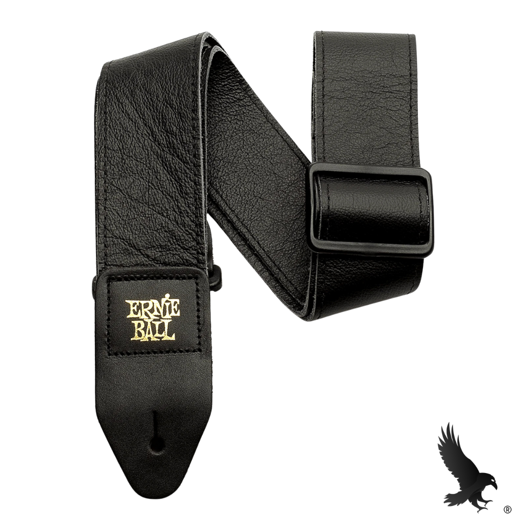 Correa de Cuero Italiano de 2" para Guitarra/Bajo - Ernie Ball 4134 Tri-Glide Italian Leather Strap Black