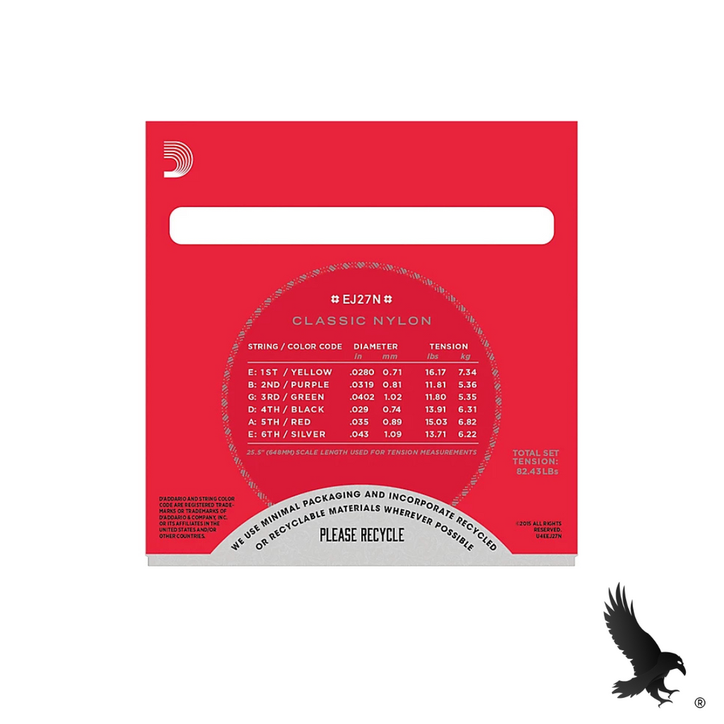 Juego de Cuerdas para Guitarra Clásica (Tensión Normal) - D’Addario EJ27N Student Nylon