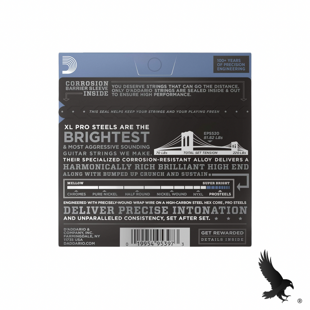 Juego de Cuerdas para Guitarra Eléctrica (Super Light 09-42) - D’Addario EPS520 XL ProSteels